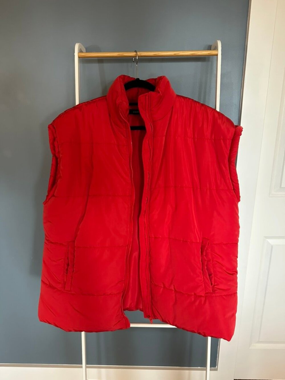 Dokotoo Oversized Puffer Vest Red Stand Collar 2XL